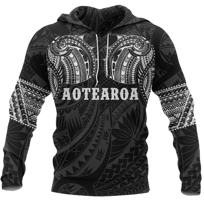 Aotearoa Maori Tattoo All Over Hoodie White PL-Apparel-PL8386-Hoodie-S-Vibe Cosy™
