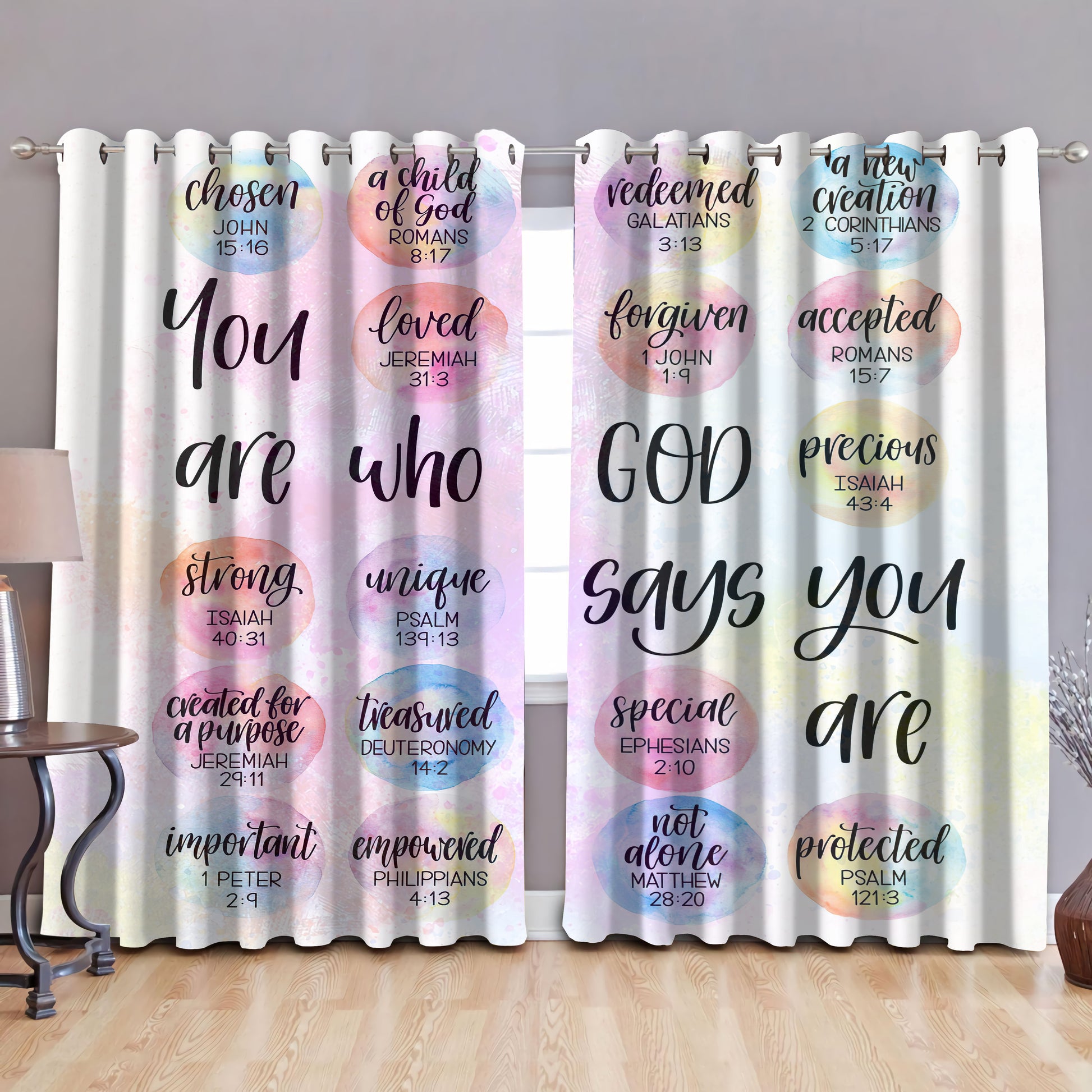 God says you are, rainbow blackout thermal grommet window curtains HAC270504S-HG-HG-52'' x 63''-Vibe Cosy™