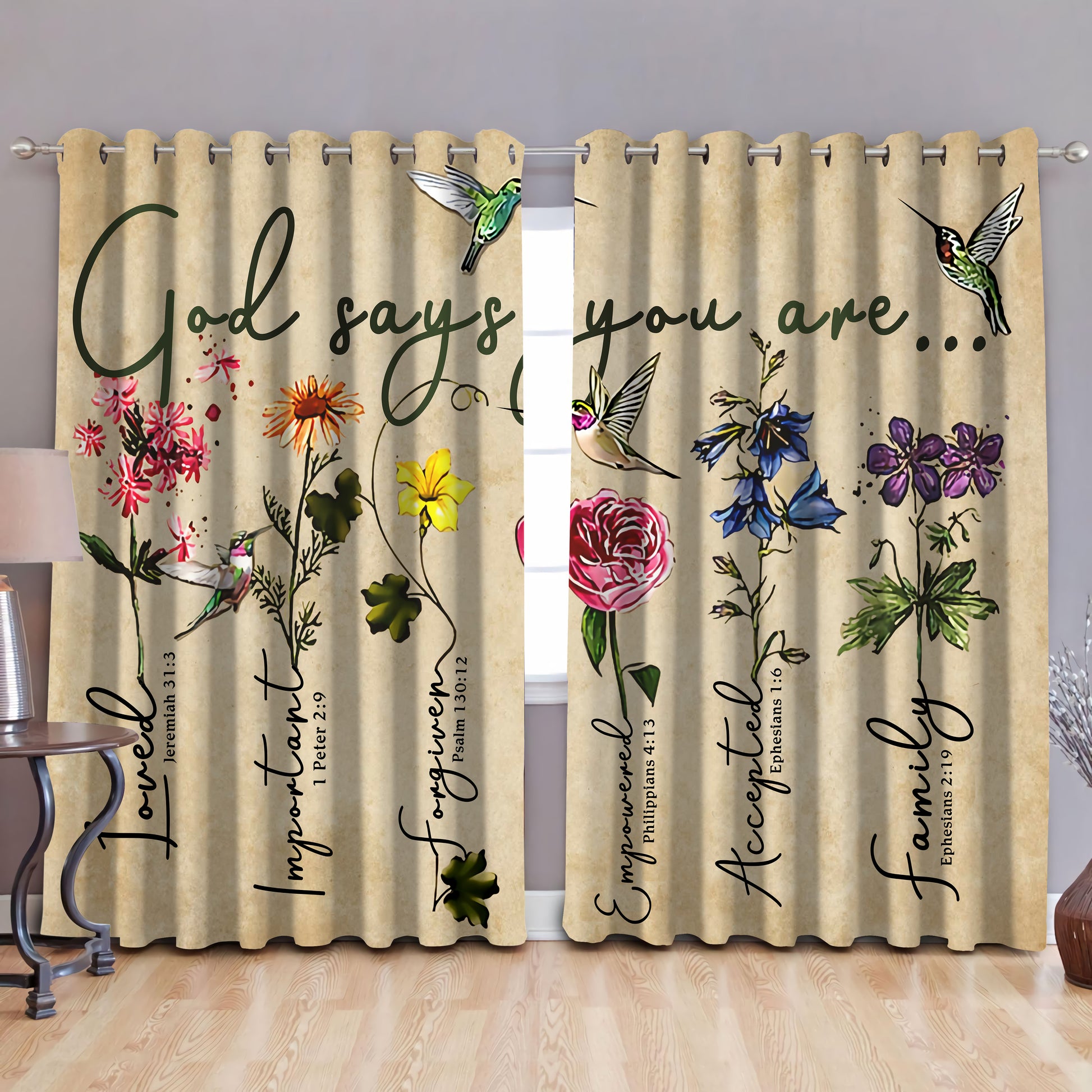 God says you are, blackout thermal grommet window curtains HAC260504-HG-HG-52'' x 63''-Vibe Cosy™