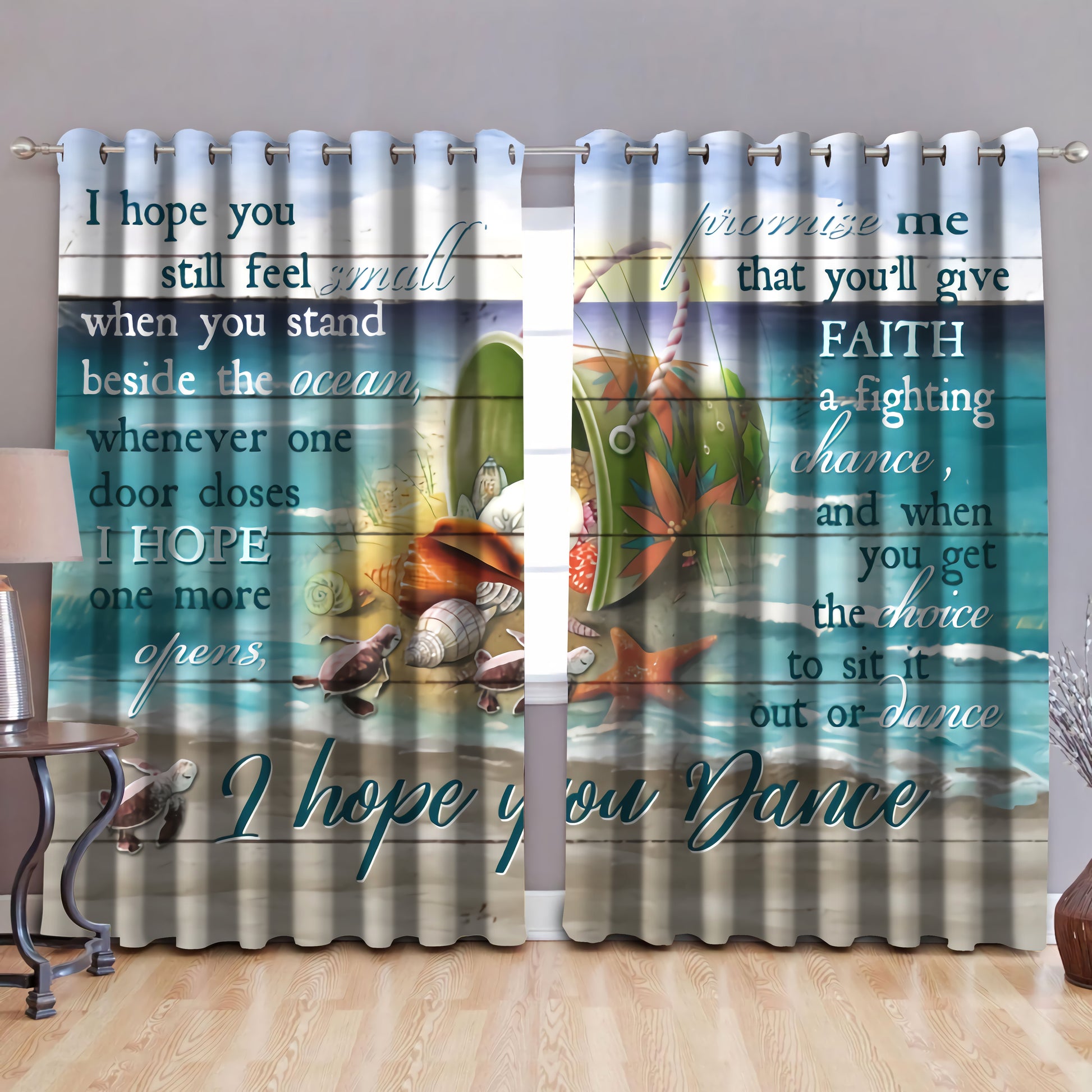 Sea turtle ocean, I hope you dance blackout thermal grommet window curtains HAC220501-HG-HG-52'' x 63''-Vibe Cosy™
