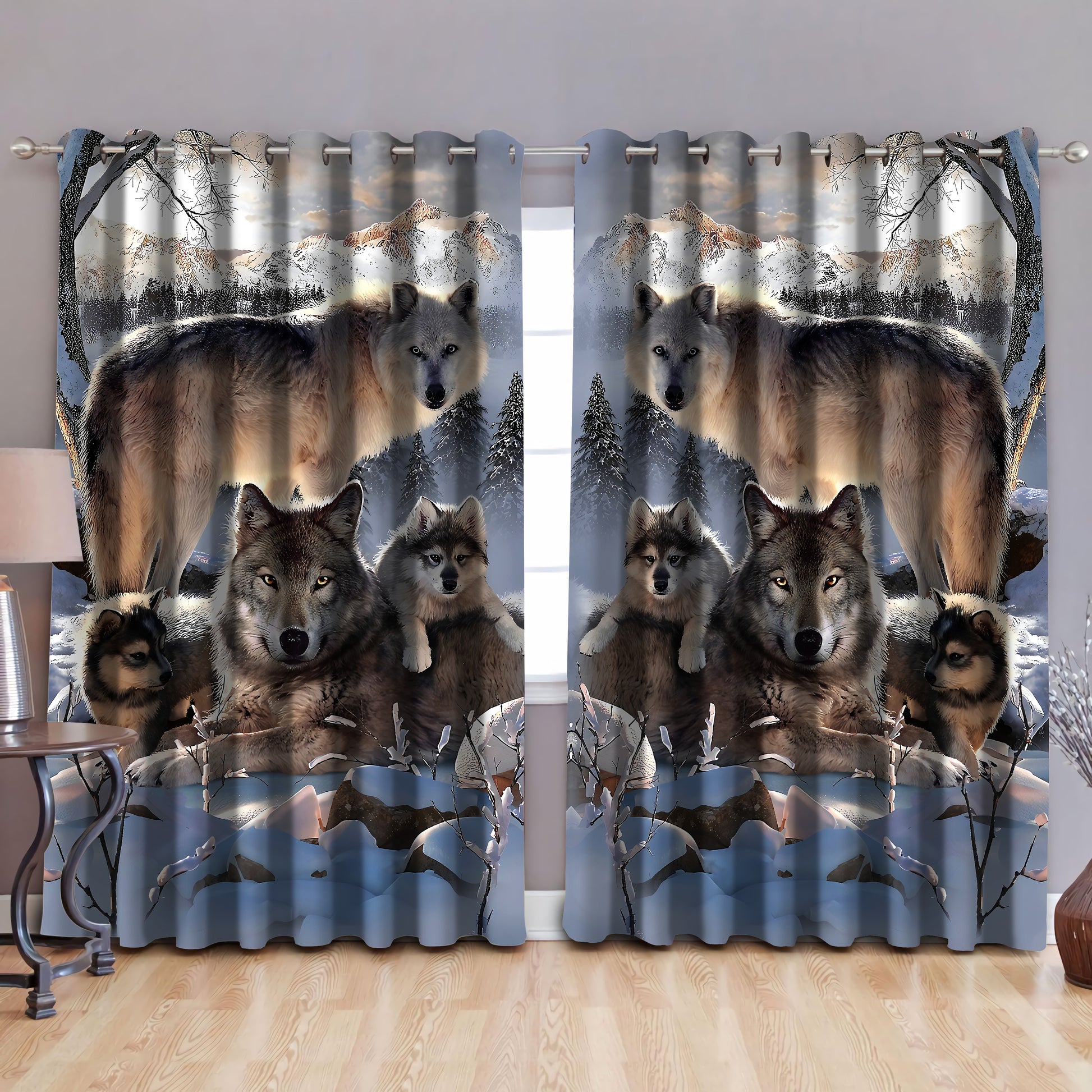 Wolf blackout thermal grommet window curtains HG63003S2-HG-52'' x 63''-Vibe Cosy™
