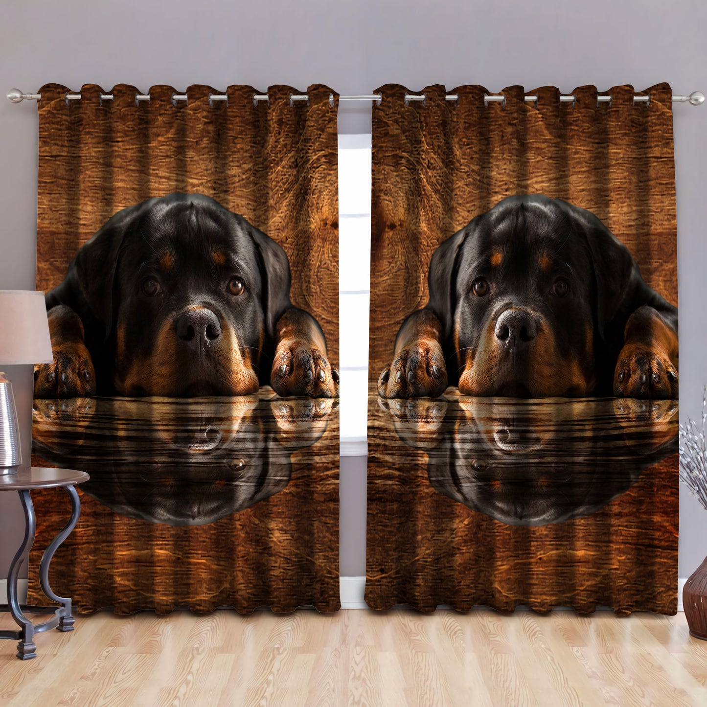 Rottweiler blackout thermal grommet window curtains HAC160701S3-HG-HG-52'' x 63''-Vibe Cosy™