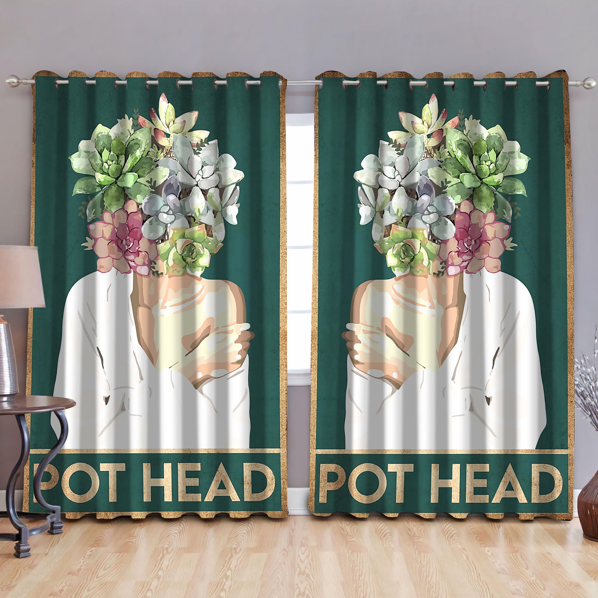 Pot head blackout thermal grommet window curtains HAC040602-HG-HG-52'' x 63''-Vibe Cosy™