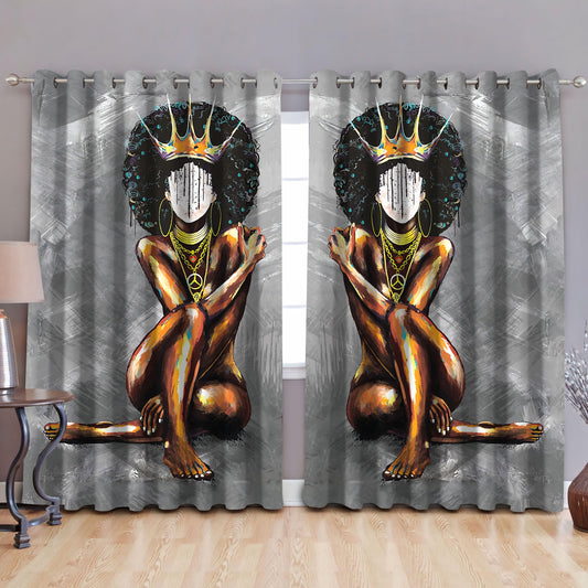 Black girl queen, blackout thermal grommet window curtains HAC090605-HG-HG-52'' x 63''-Vibe Cosy™