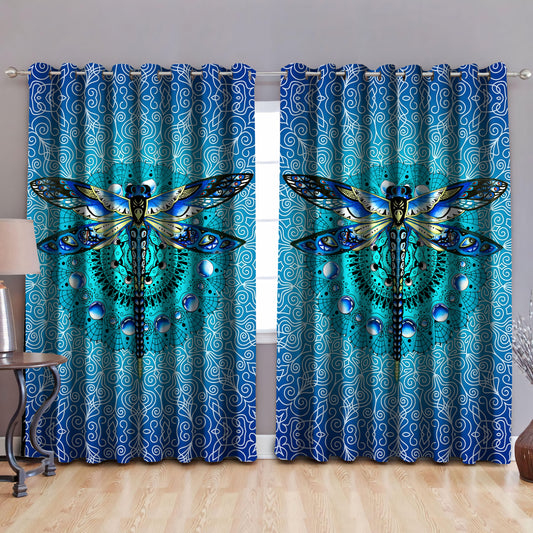 Blue Mandala Dragonfly Curtains Window DD10072003