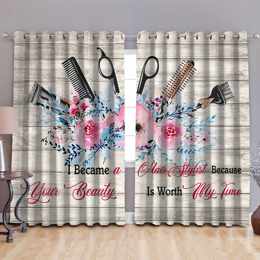 I became a hair stylist , blackout thermal grommet window curtains HAC260503-HG-HG-52'' x 63''-Vibe Cosy™