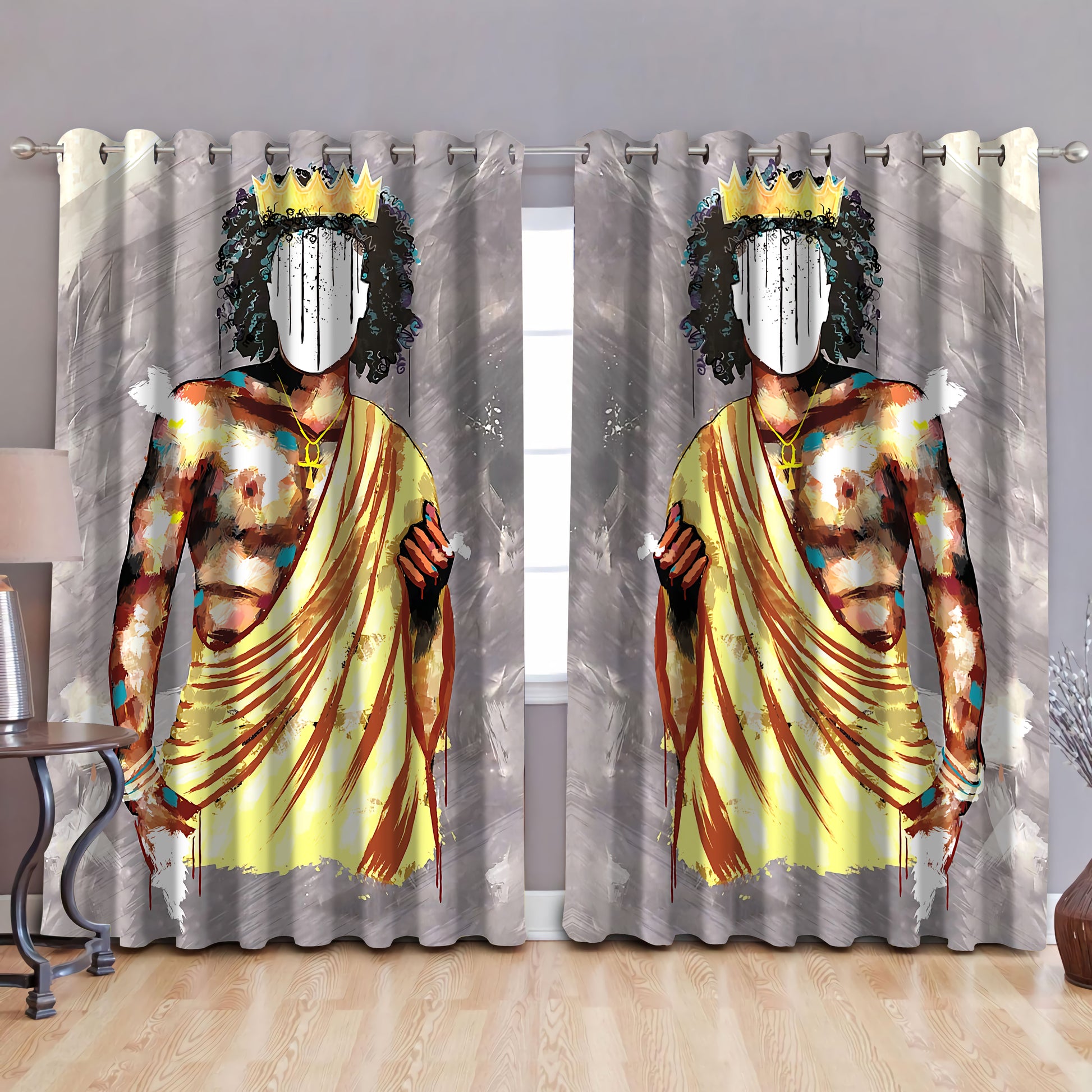Black guy king, blackout thermal grommet window curtains HAC090604-HG-HG-52'' x 63''-Vibe Cosy™