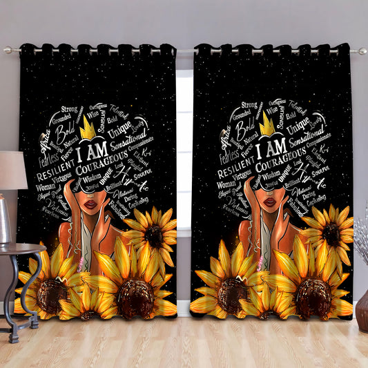 Black girl, blackout thermal grommet window curtains HAC130603-HG-HG-52'' x 63''-Vibe Cosy™