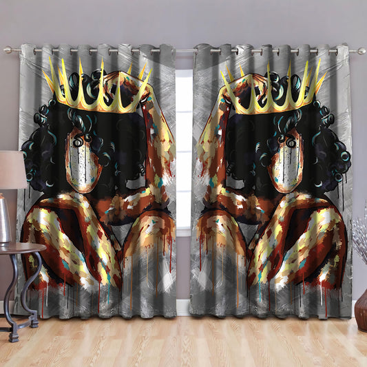 Black girl queen, blackout thermal grommet window curtains HAC080604-HG-HG-52'' x 63''-Vibe Cosy™