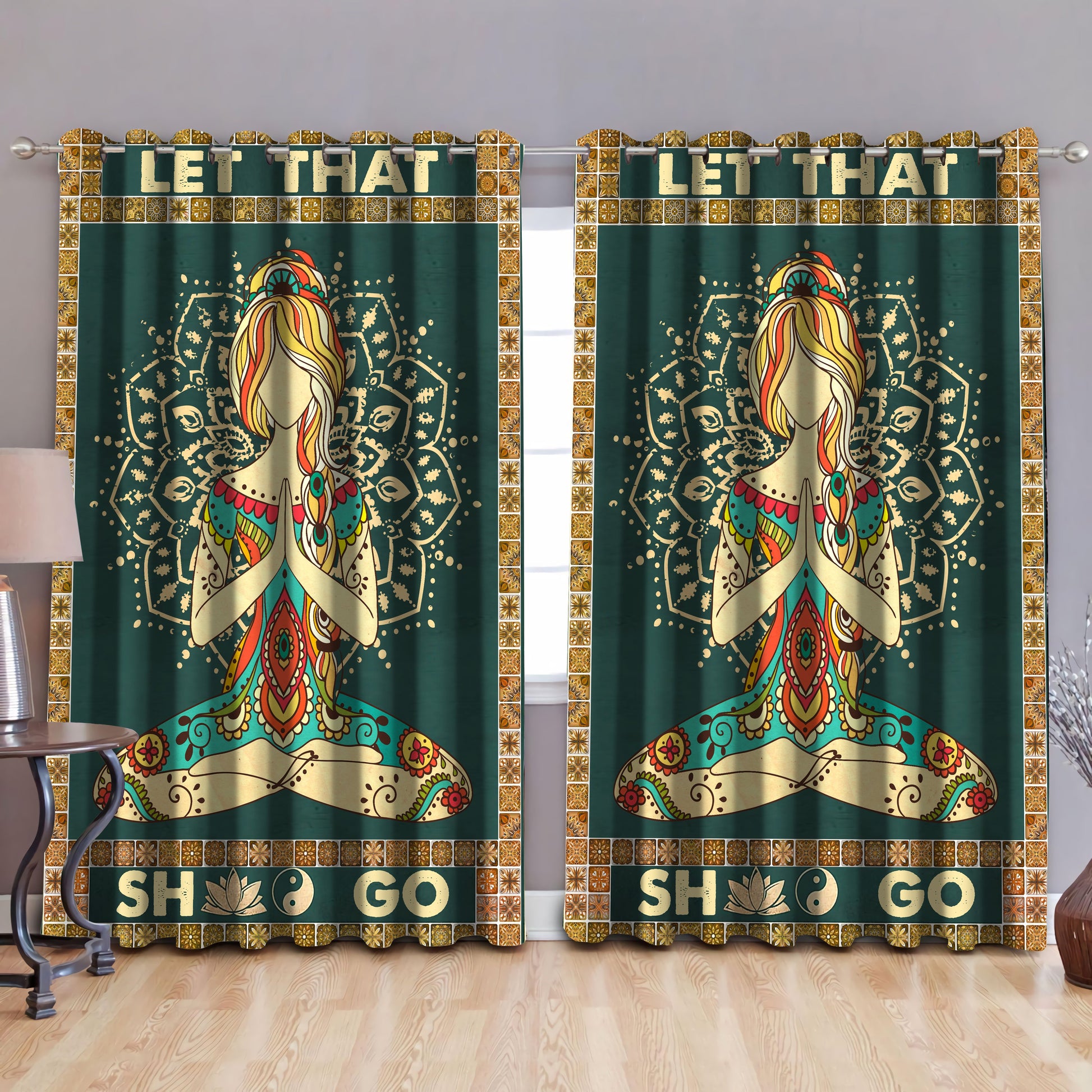 Let That Sh** Go - Yoga Blackout Thermal Grommet Window Curtains QB05272001-TA-Curtains-TA-52'' x 63''-Vibe Cosy™