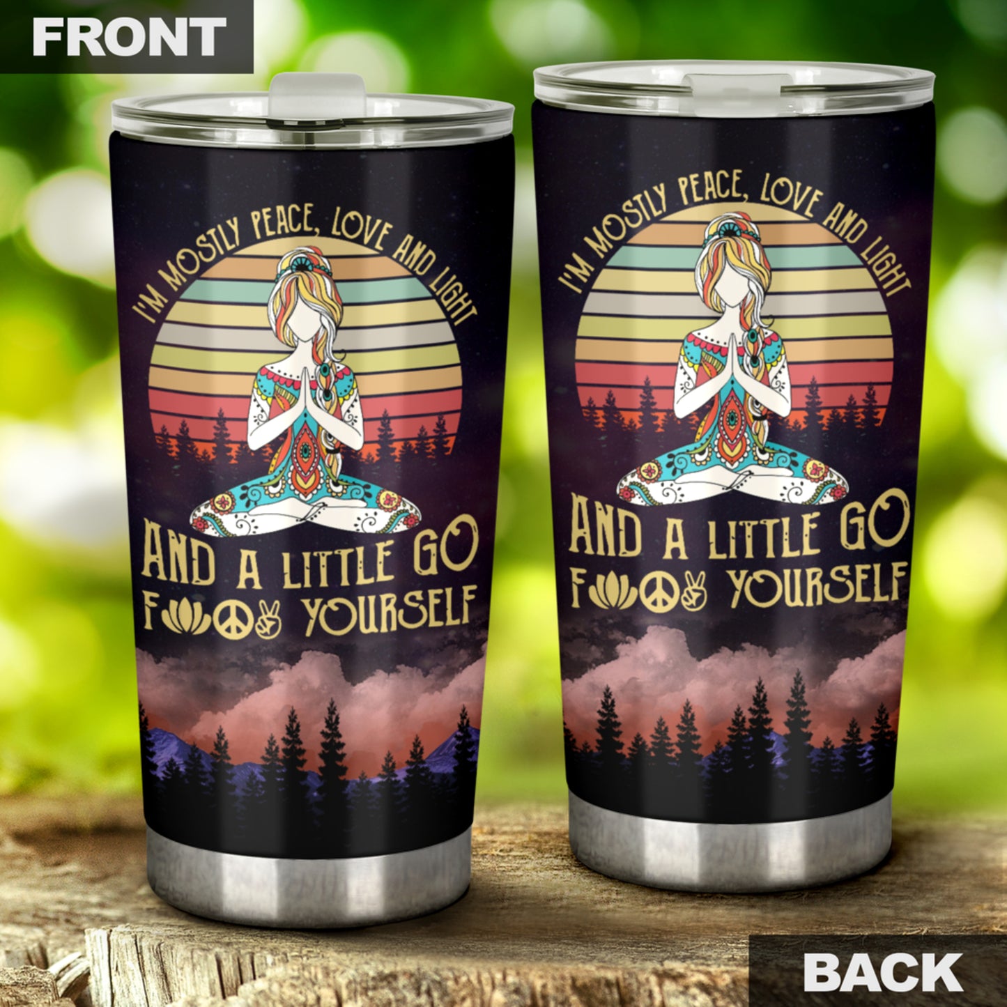 Yoga I'm Mostly Peace Love and Light Funny Tumbler-RoosterArt-Vibe Cosy™