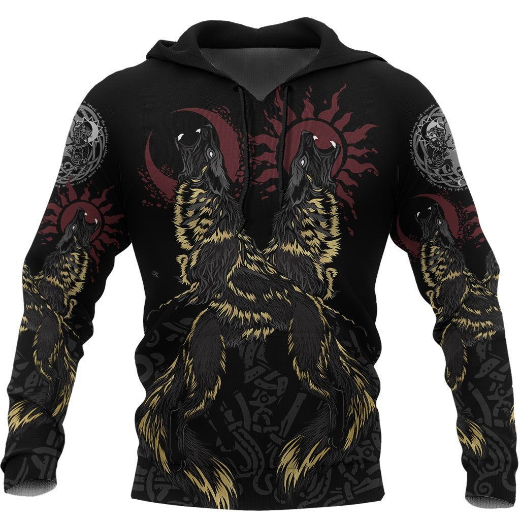 Vikings - The Wolves Skoll and Hati-Apparel-HP Arts-Hoodie-S-Vibe Cosy™
