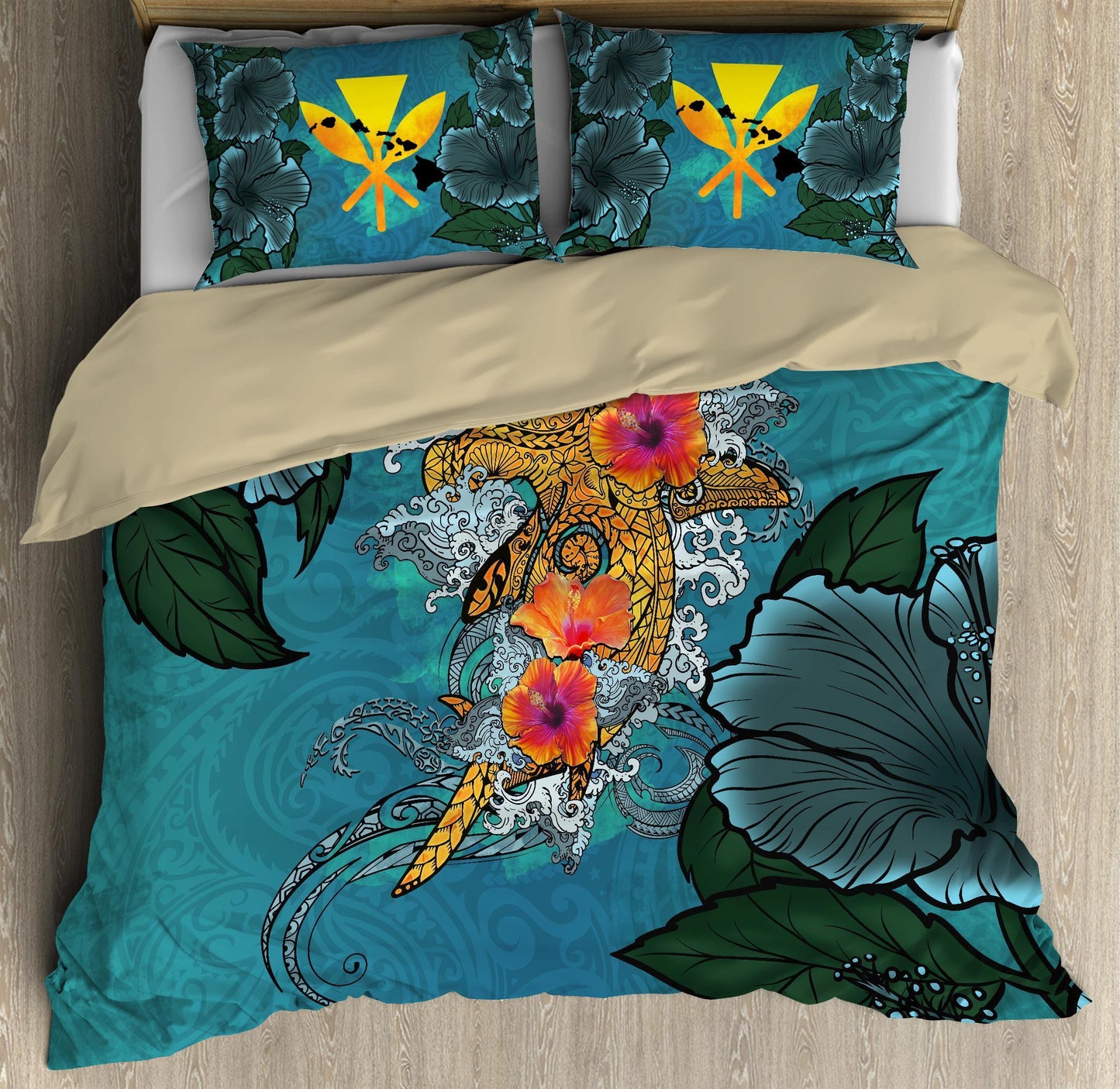 Hawaii Polynesian Hammerhead Sharks Bedding Set-ML-ML-US Twin-Vibe Cosy™