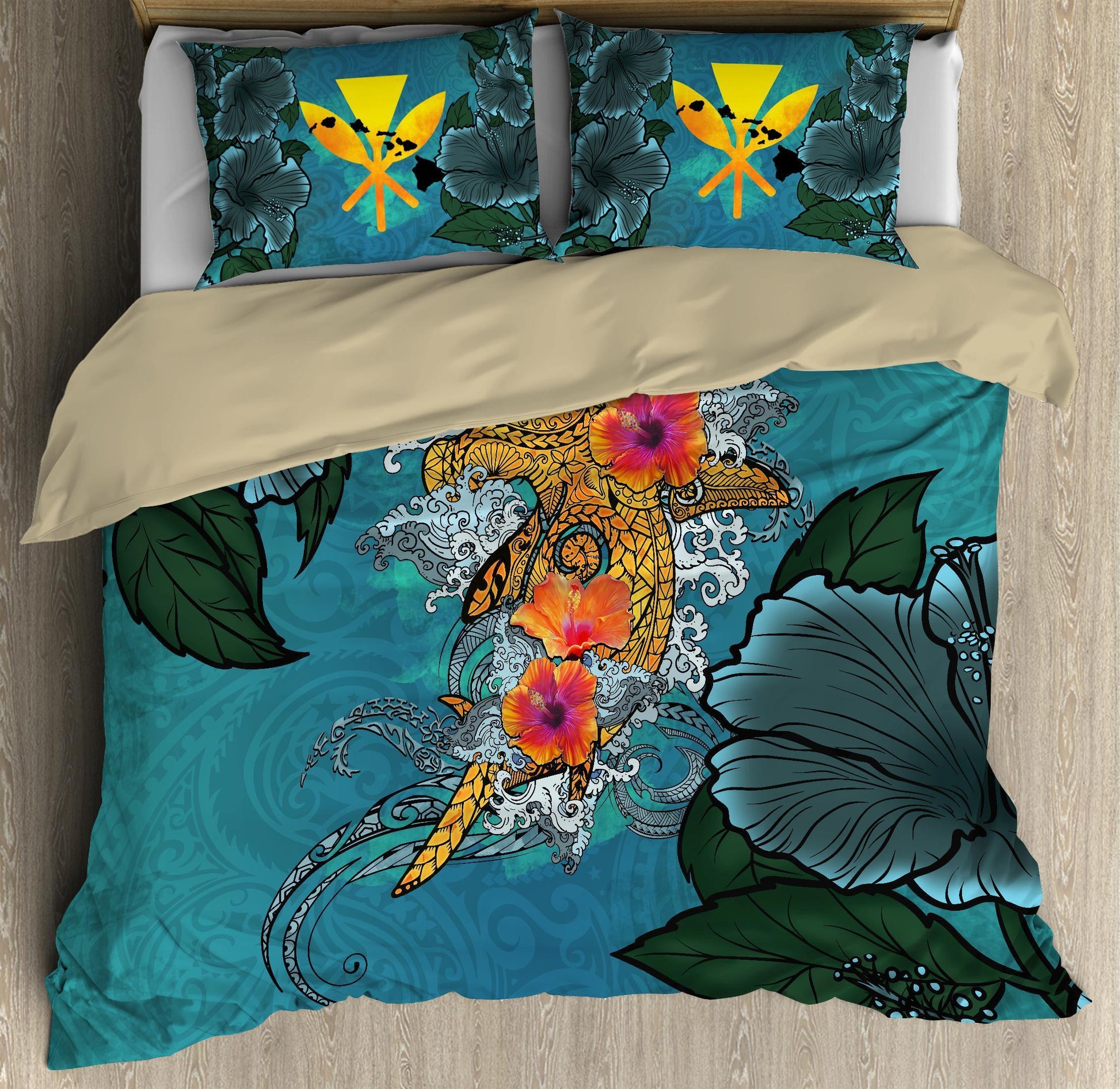 Hawaii Polynesian Hammerhead Sharks Bedding Set-ML-ML-US Twin-Vibe Cosy™