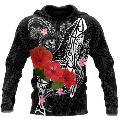 Amazing Humpback Whale with Hibiscus Hoodie-ML-Apparel-ML-Hoodie-S-Vibe Cosy™