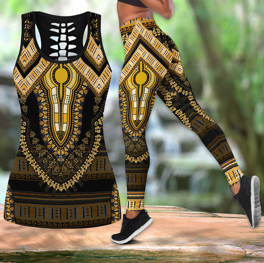 African Gold Pattern Legging & Tank top-ML