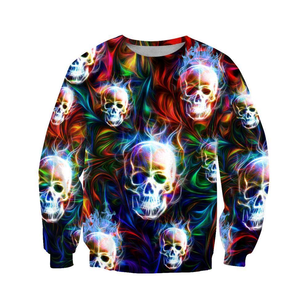 Colorful  Skull 3D All Over Printed Combo Sweater + Sweatpant