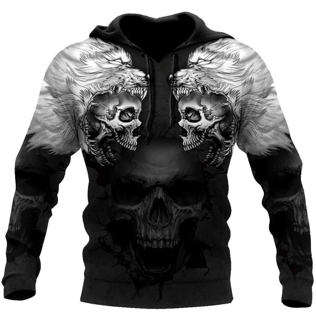 Couple Wolf Skull 3D All Over Printed Combo Hoodie + Sweatpant