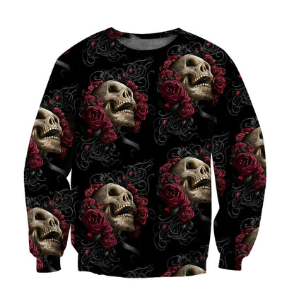 Skulls And Roses Art Hoodie For Men And Women