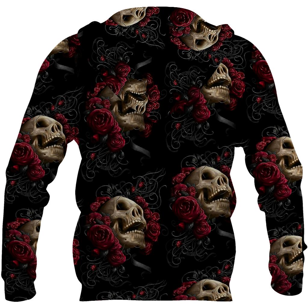 Skulls And Roses Art Hoodie For Men And Women