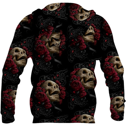 Skulls And Roses Art Hoodie For Men And Women