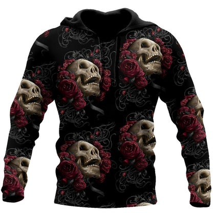Skulls And Roses Art Hoodie For Men And Women
