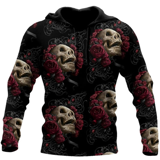 Skulls And Roses Art Hoodie For Men And Women