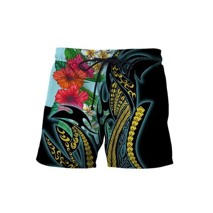 Amazing Polynesian Turquoise - Gold Tribal Pattern and Hisbiscus Plumeria Hoodie for Men and Women-ML