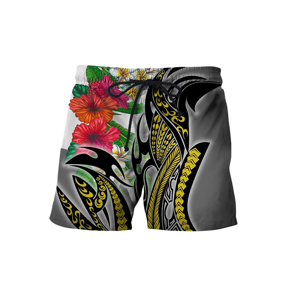 Amazing Polynesian Turquoise Gold Tribal Pattern and Hisbiscus Plumeria Hoodie for Men and Women-ML