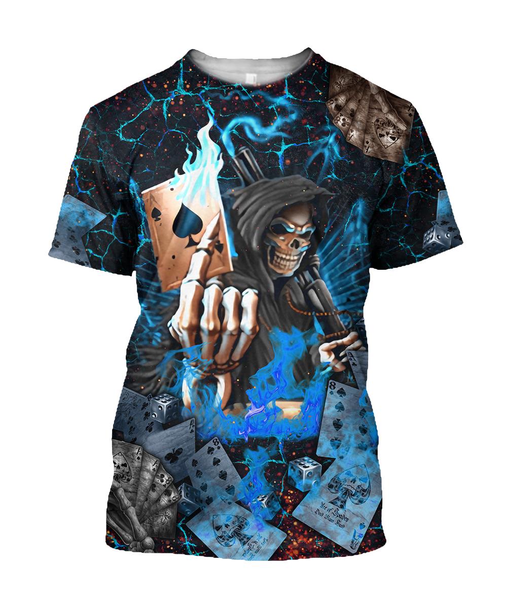 Poker Skulls On The Blue Fire Hoodie For Men And Women JJW26092002