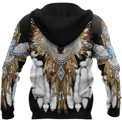 Native Wolf Spirit 3D All Over Printed Unisex Hoodie ML