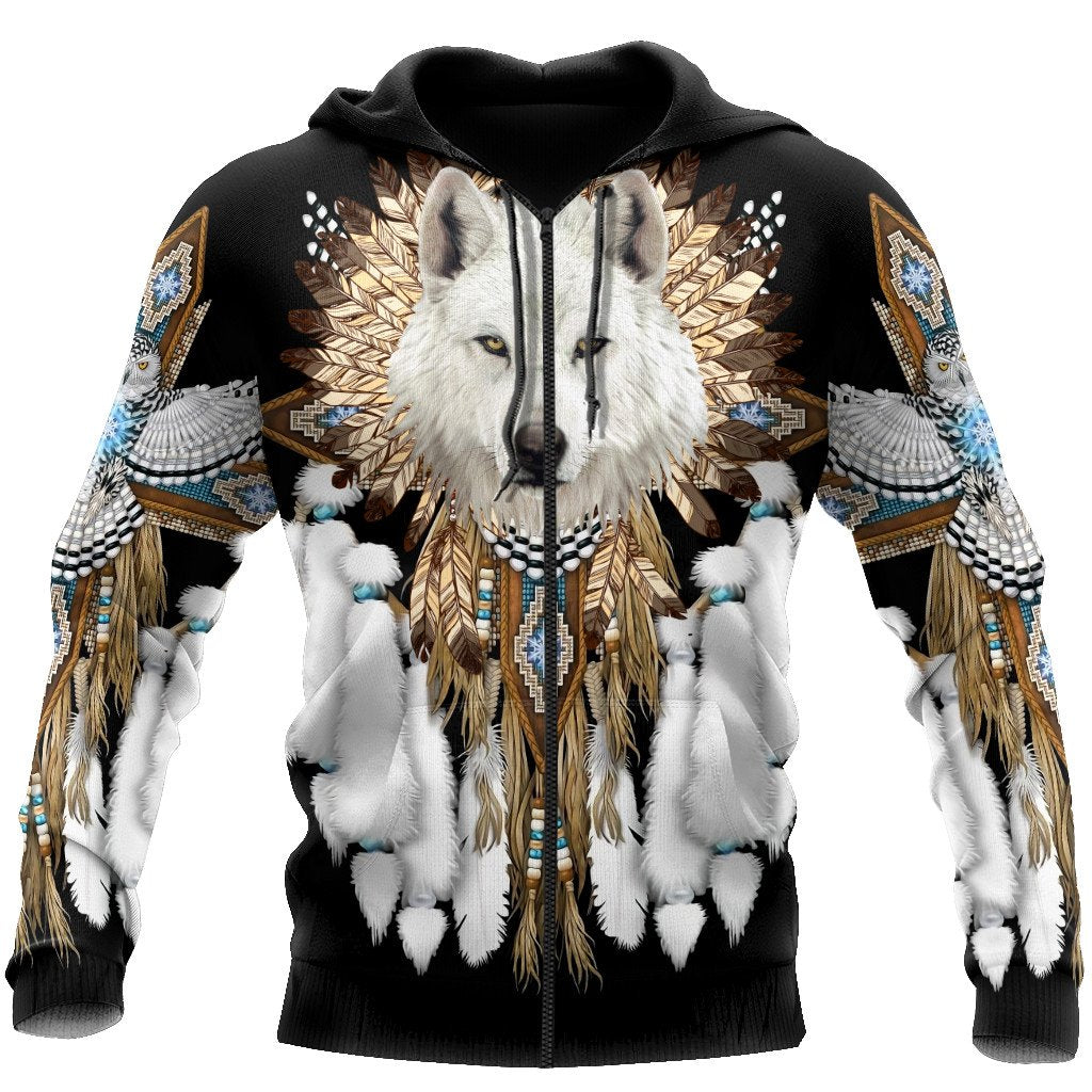 Native Wolf Spirit 3D All Over Printed Unisex Hoodie ML