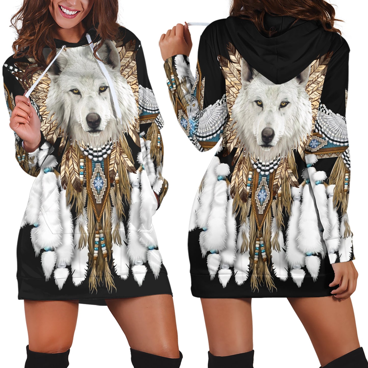 Native Wolf Spirit 3D All Over Printed Unisex Hoodie ML