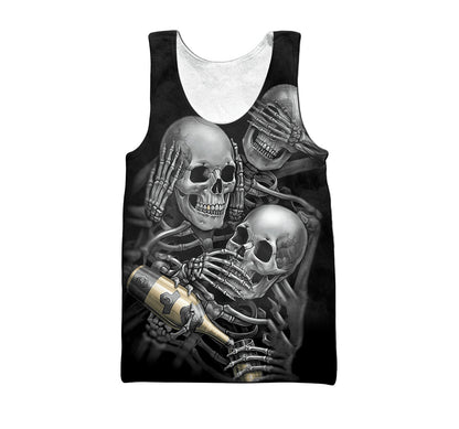 Three Wise Skulls Smoke And Drink Hoodie For Men And Women TQH201009