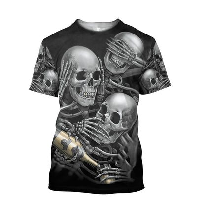 Three Wise Skulls Smoke And Drink Hoodie For Men And Women TQH201009