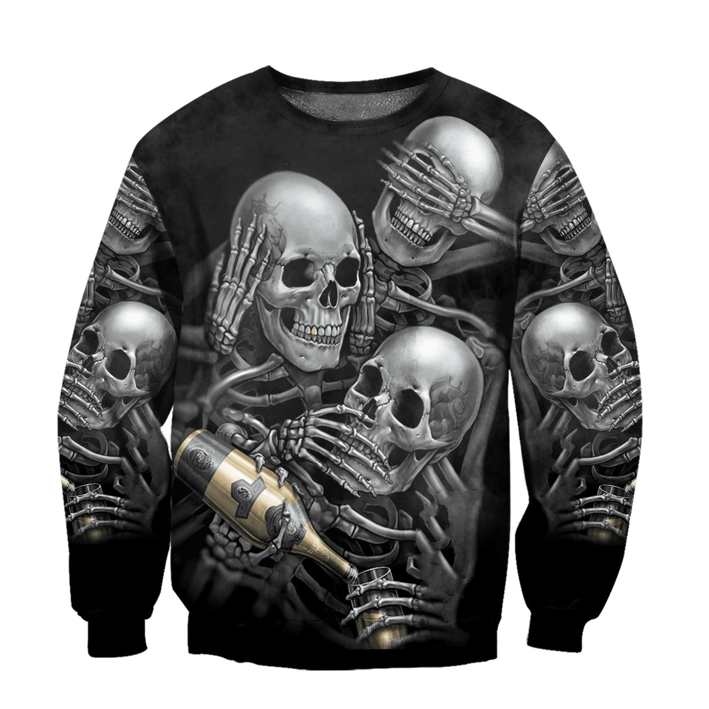Three Wise Skulls Smoke And Drink Hoodie For Men And Women TQH201009