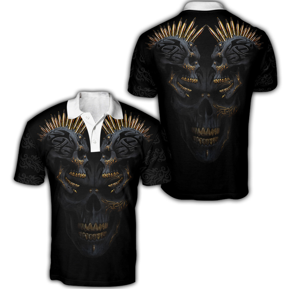 Punker Golden Skulls Hoodie For Men And Women TQH201006