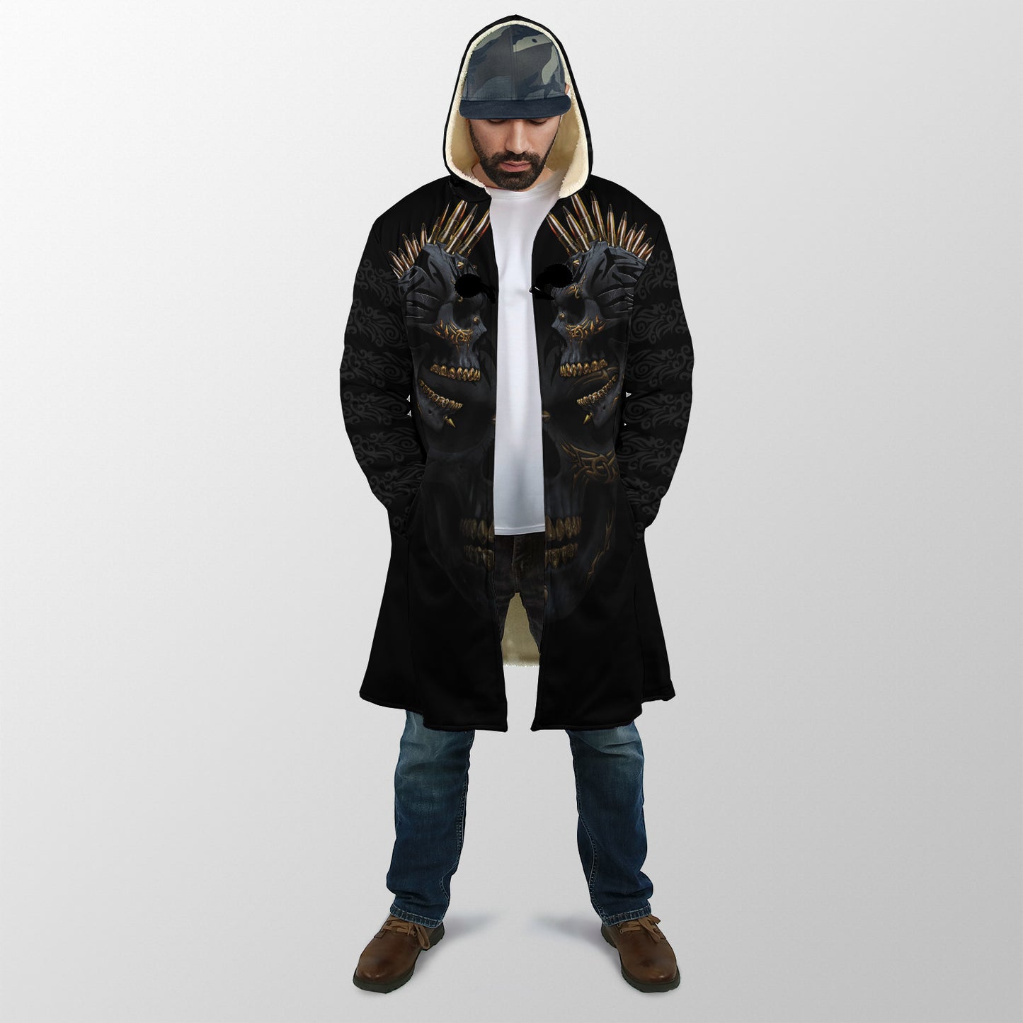 Punker Golden Skulls Cloak For Men And Women TQH201006
