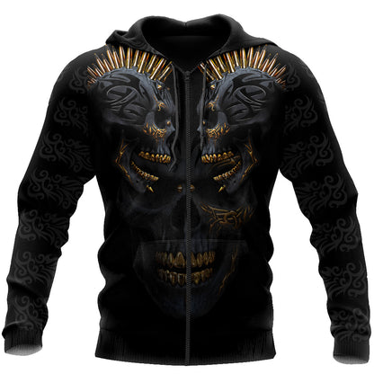 Punker Golden Skulls Hoodie For Men And Women TQH201006