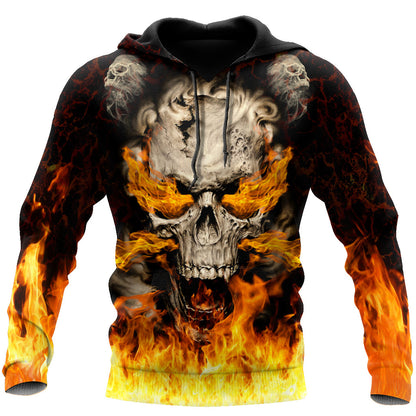 Skulls On Fire Hoodie For Men And Women TQH201007