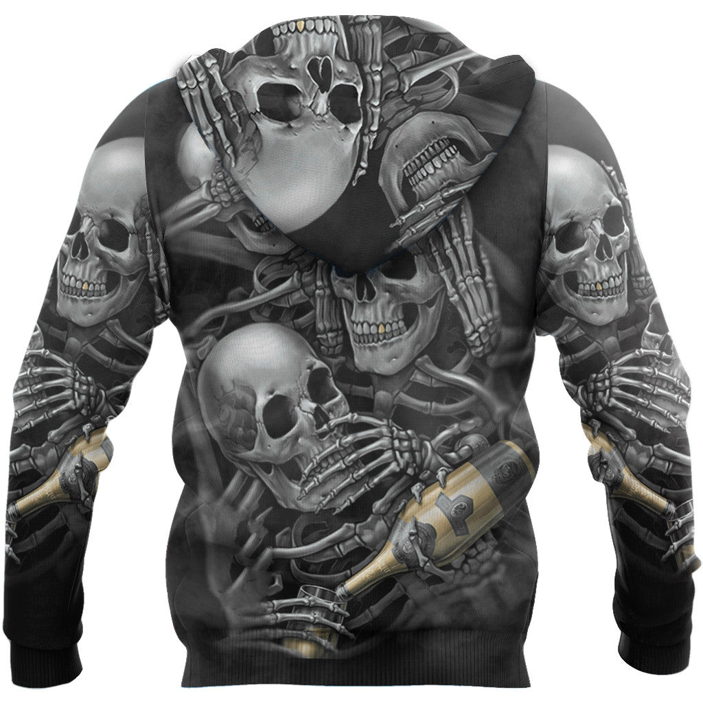 Three Wise Skulls Smoke And Drink Hoodie For Men And Women TQH201009