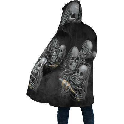 Three Wise Skulls Smoke And Drink Cloak For Men And Women TQH201009