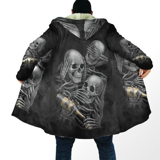 Three Wise Skulls Smoke And Drink Cloak For Men And Women TQH201009