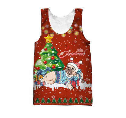 Bull dog chritmas 3D All Over Printed shirt & short for men and women PL