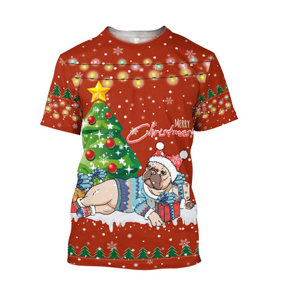 Bull dog chritmas 3D All Over Printed shirt & short for men and women PL
