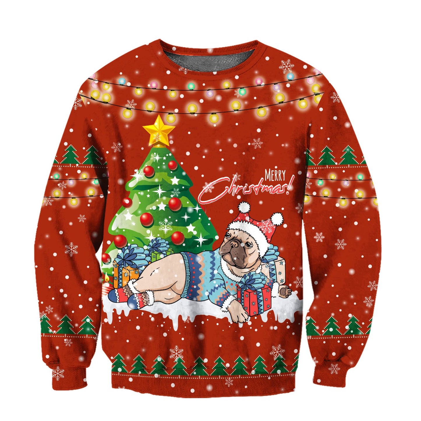 Bull dog chritmas 3D All Over Printed shirt & short for men and women PL