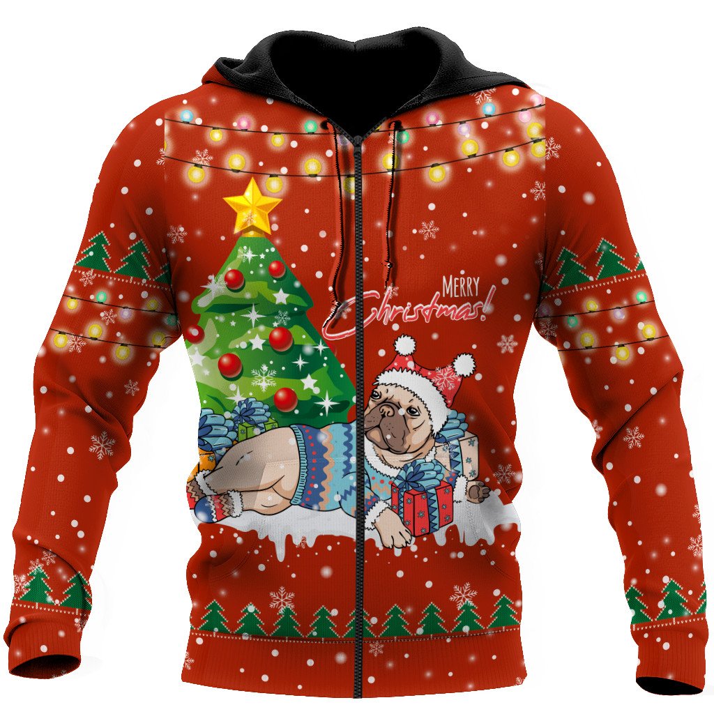 Bull dog chritmas 3D All Over Printed shirt & short for men and women PL