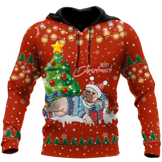 Bull dog chritmas 3D All Over Printed shirt & short for men and women PL