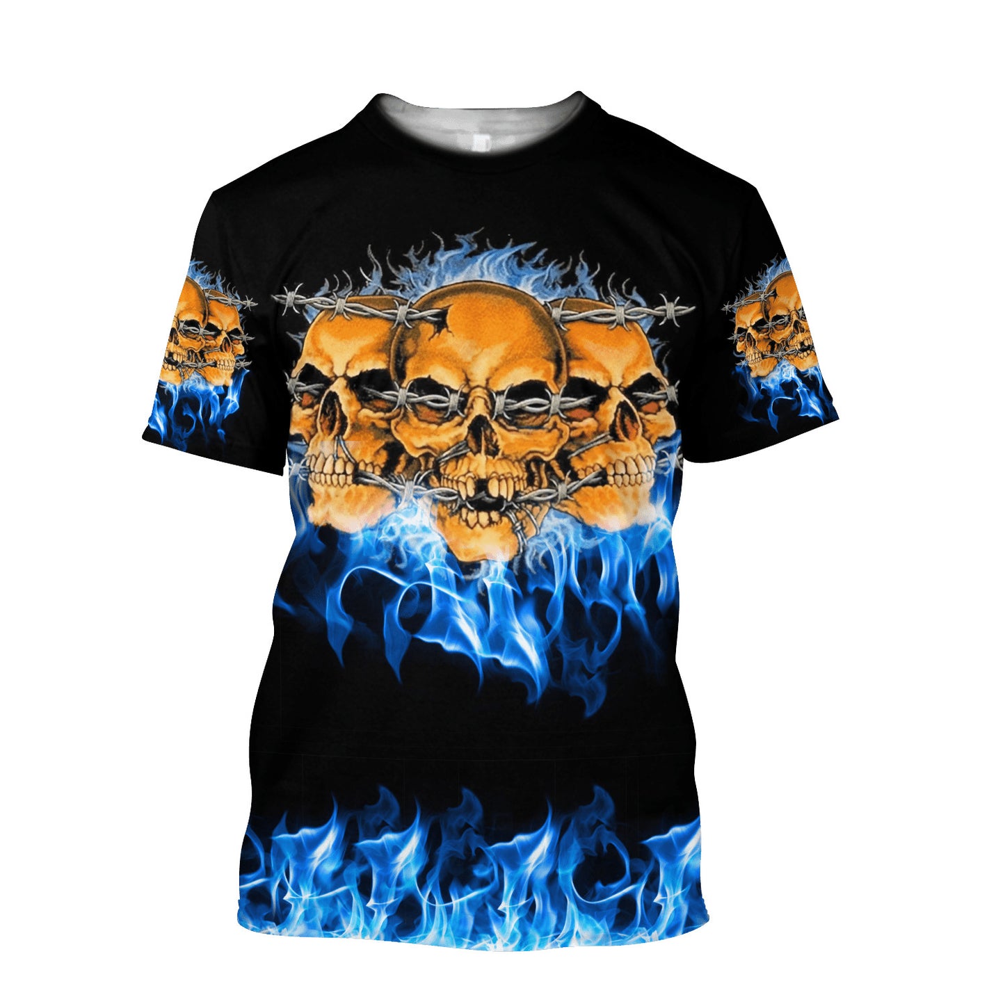 Skull On Blue Fire Art Skulls Hoodie For Men And Women TQH201011