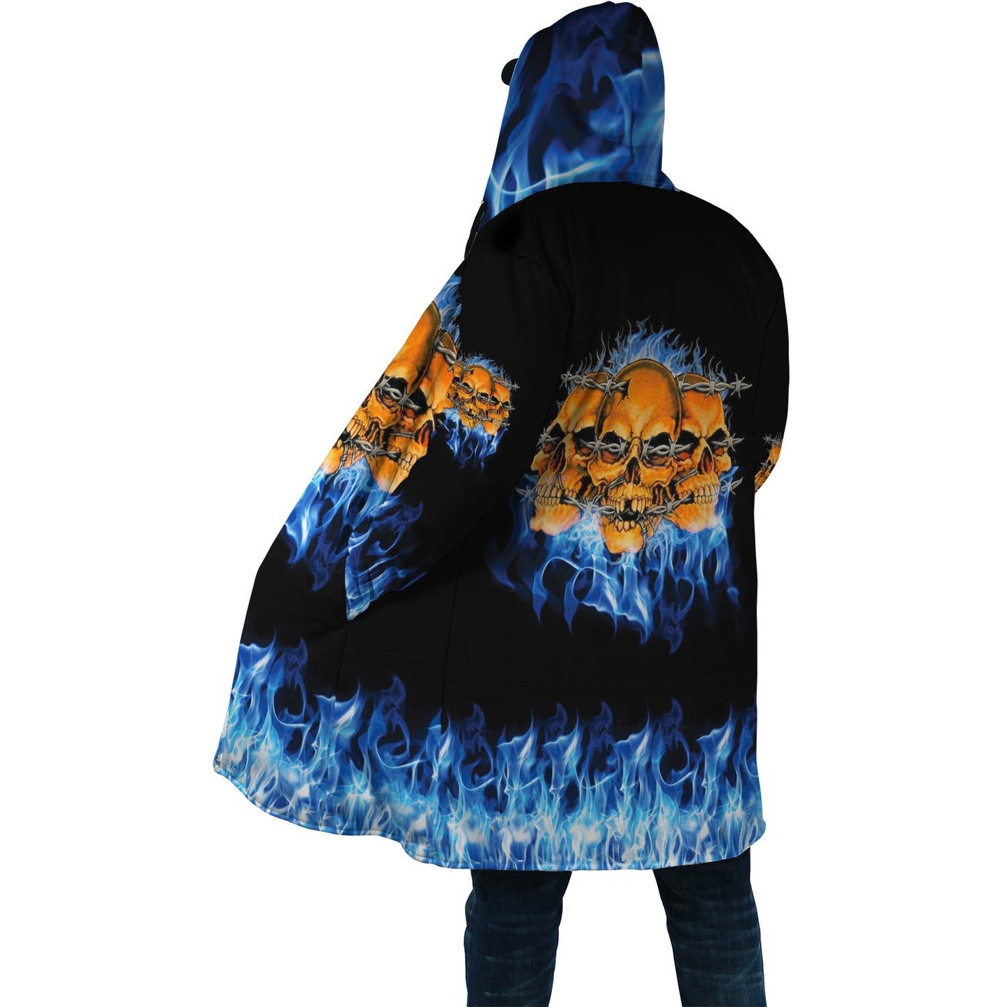 Skull On Blue Fire Cloak For Men And Women TQH201011